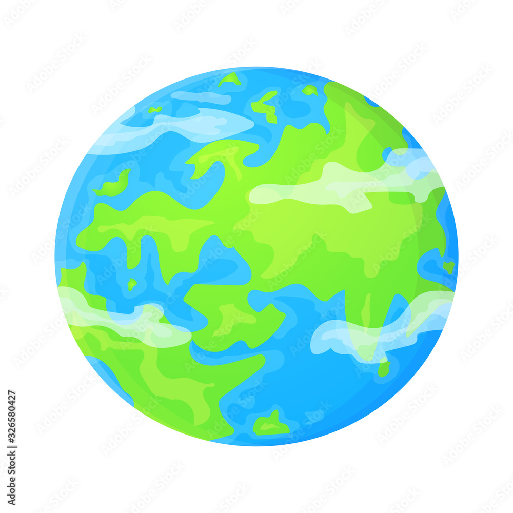 Flat Earth template in cartoon style. World environment concept. Cute vector illustration isolated on white background.