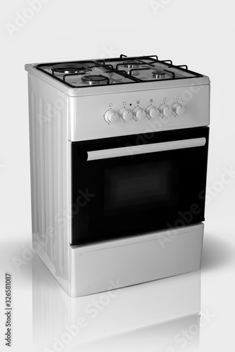 modern household kitchen oven on a white background