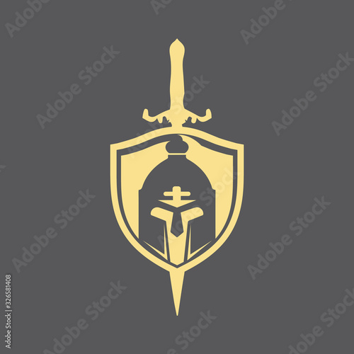 Gladiator mask , Spartan helmet logo template vector icon design