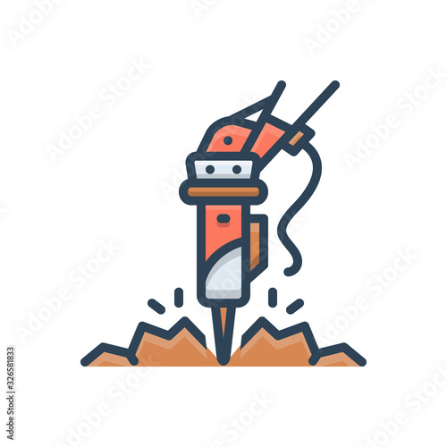 Color illustration icon for rock breaker