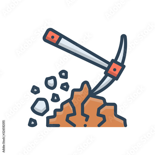 Color illustration icon for digging