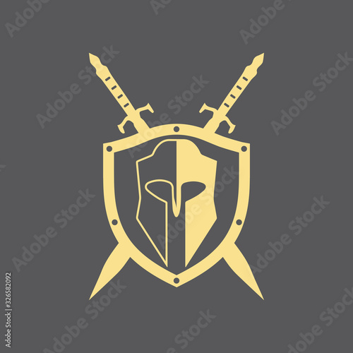 Gladiator mask , Spartan helmet logo template vector icon design