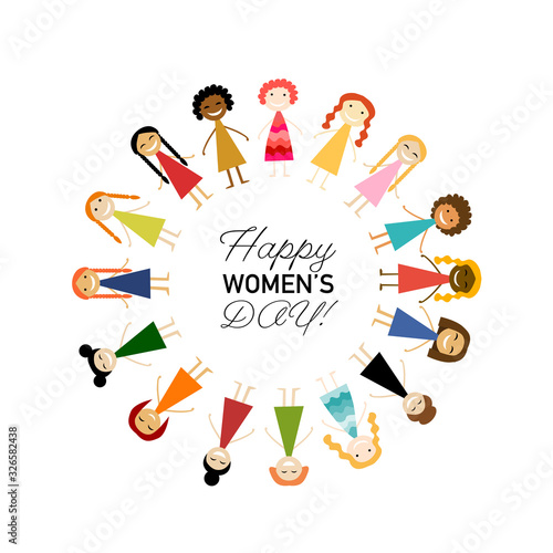 International Women s Day. Vector illustration with cute women for your design card, poster, flyer and other. Female characters