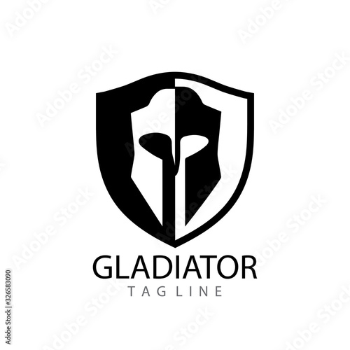 Gladiator mask , Spartan helmet logo template vector icon design