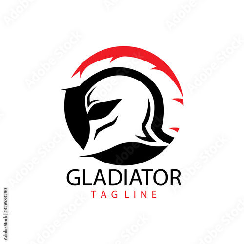 Gladiator mask , Spartan helmet logo template vector icon design