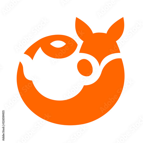 Redhead fox with teapot. Perfect for logo or illustration for cafe, restaurant or tearoom.