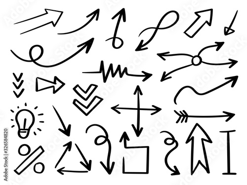 Business arrows hand drawn vector collection  Business icon set. Arrow sign.