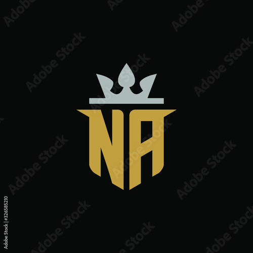 Initial Letter NA with Shield King Logo Design