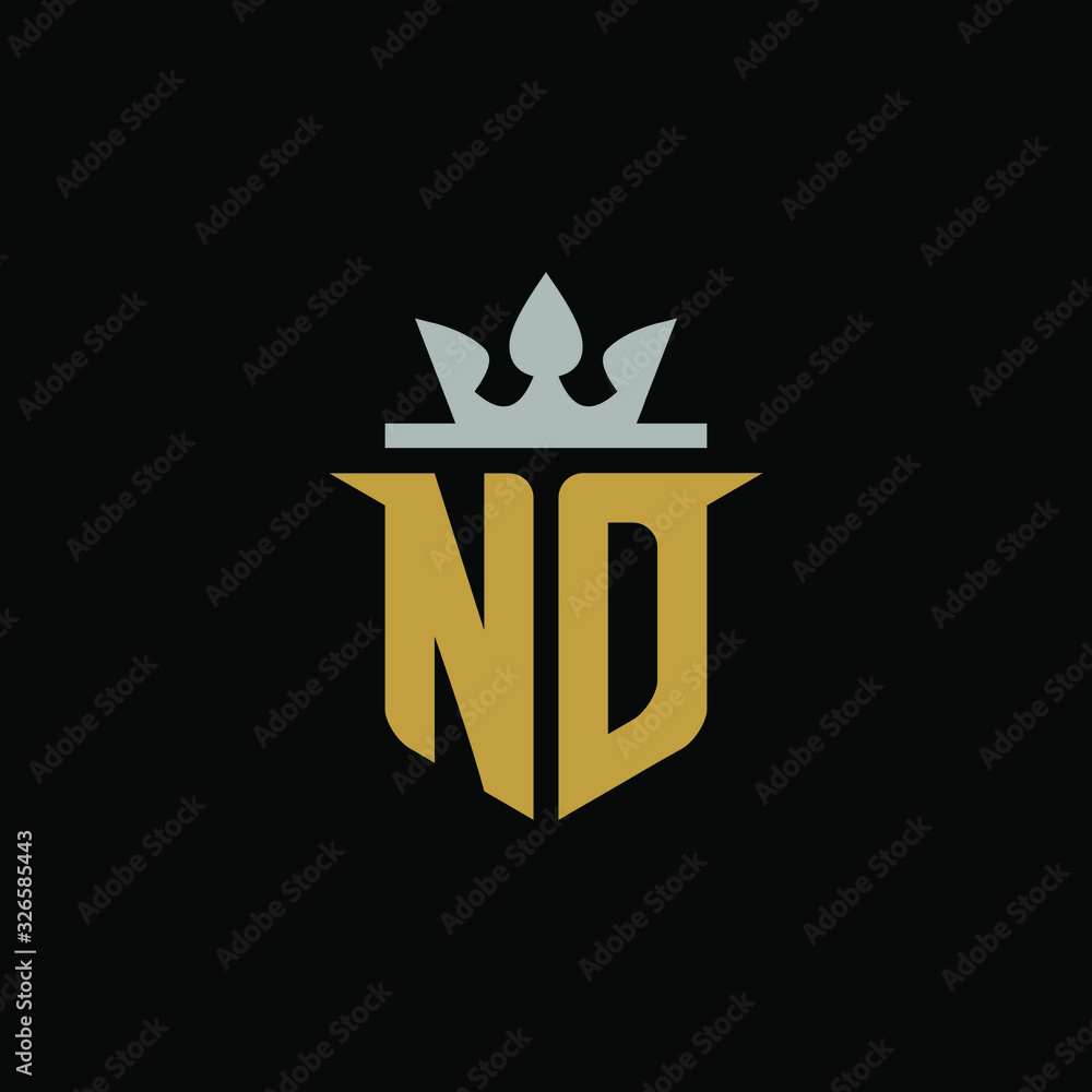 Initial Letter ND with Shield King Logo Design Initial Letter ND with Shield King Logo Design