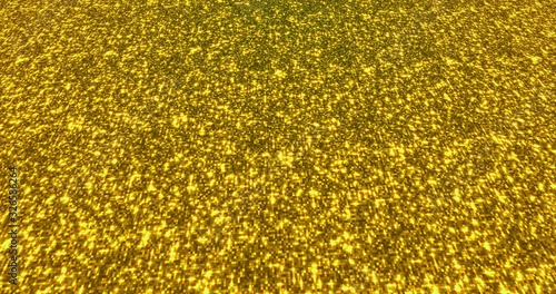 Golden glitter dust background for festival, party, event. Gold glamur texture Loop animation.