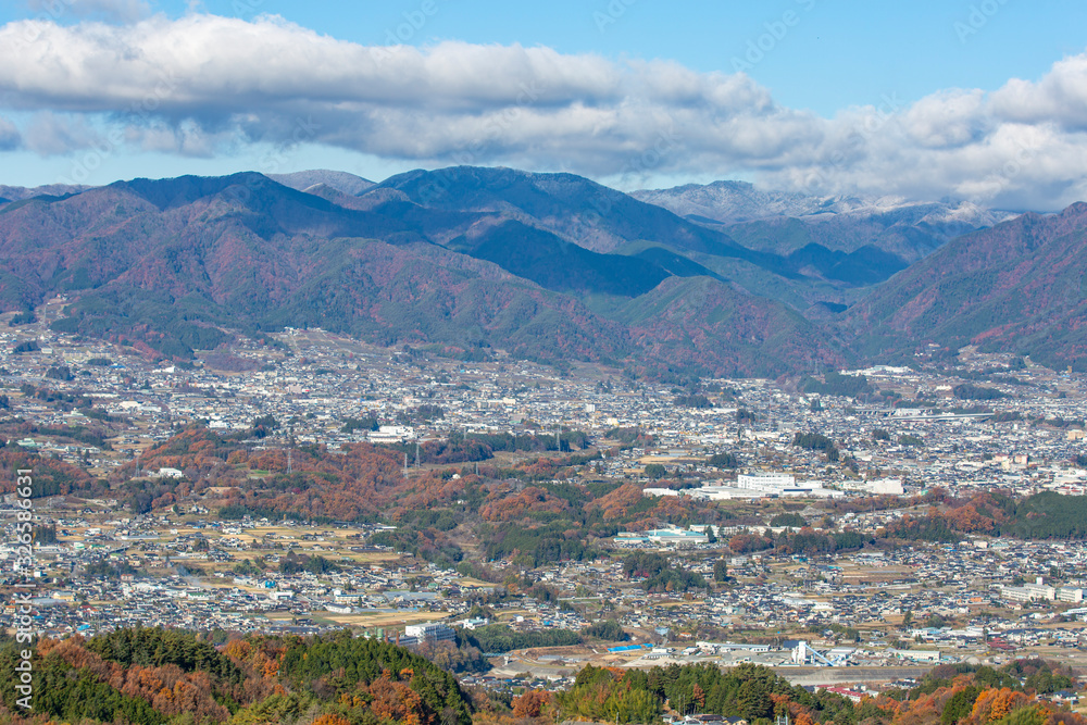 神ノ峰城跡から見る飯田・松川など下伊那の秋の風景　2019年11月撮影