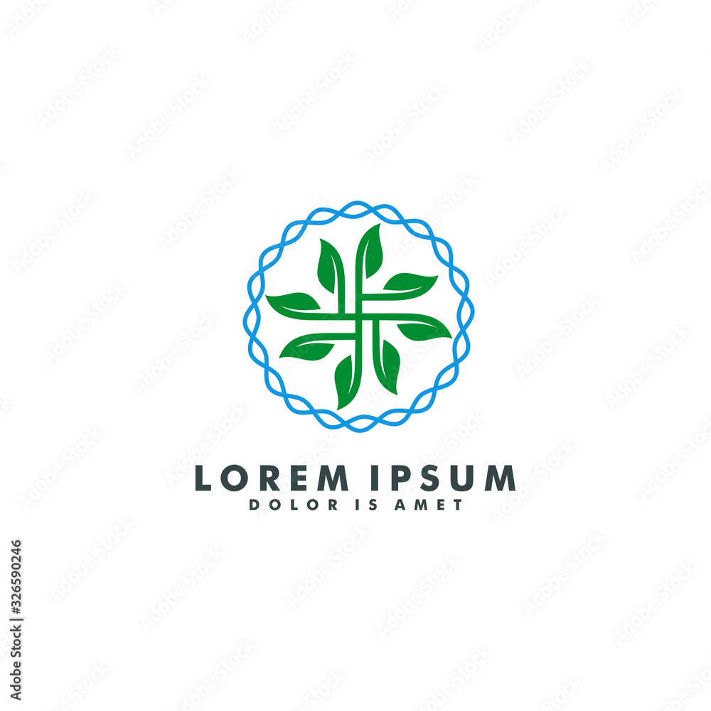 Abstract eco leaf flower logo template vector illustration