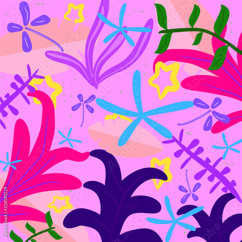 Background doodles marine plants and colorful foliage in the style of children suitable for all purposes the child background
