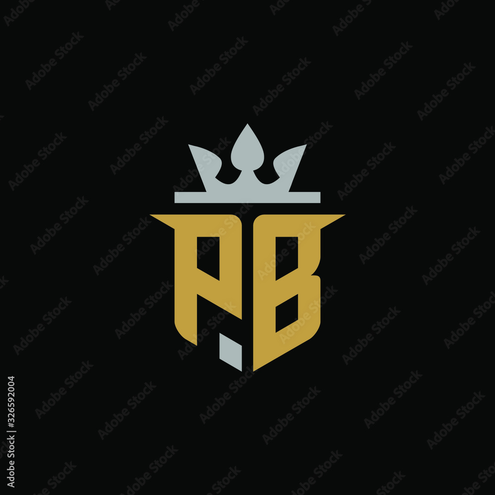 Initial Letter PB with Shield King Logo Design Initial Letter PB with Shield King Logo Design