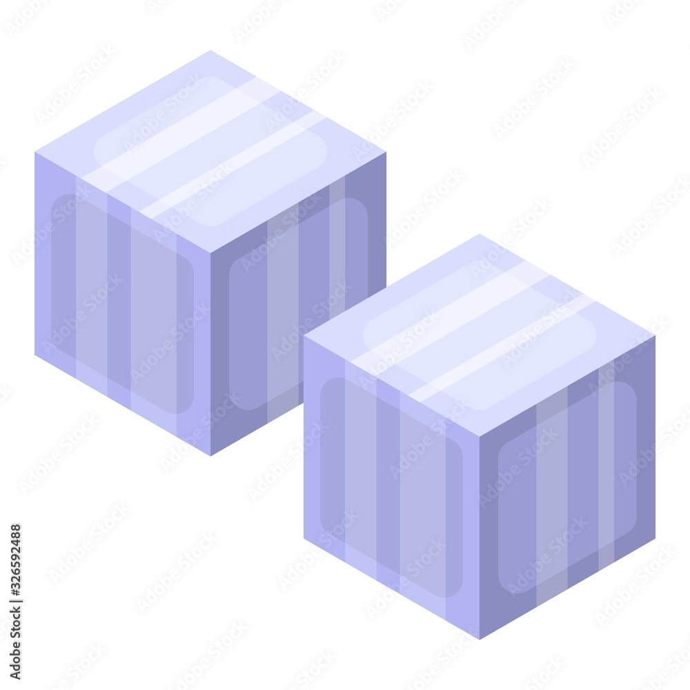 Sugar cube icon. Isometric of sugar cube vector icon for web design isolated on white background Sugar cube icon. Isometric of sugar cube vector icon for web design isolated on white background