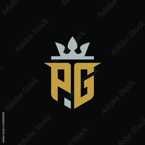 Initial Letter PG with Shield King Logo Design