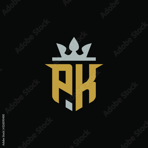 Initial Letter PK with Shield King Logo Design