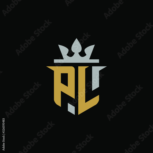 Initial Letter PL with Shield King Logo Design