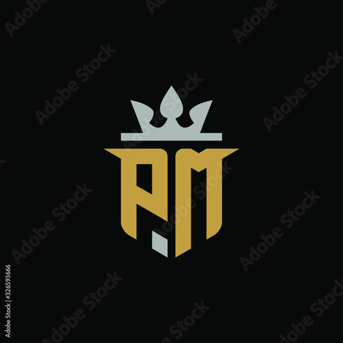 Initial Letter PM with Shield King Logo Design