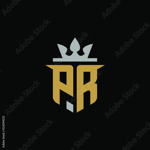 Initial Letter PR  with Shield King Logo Design