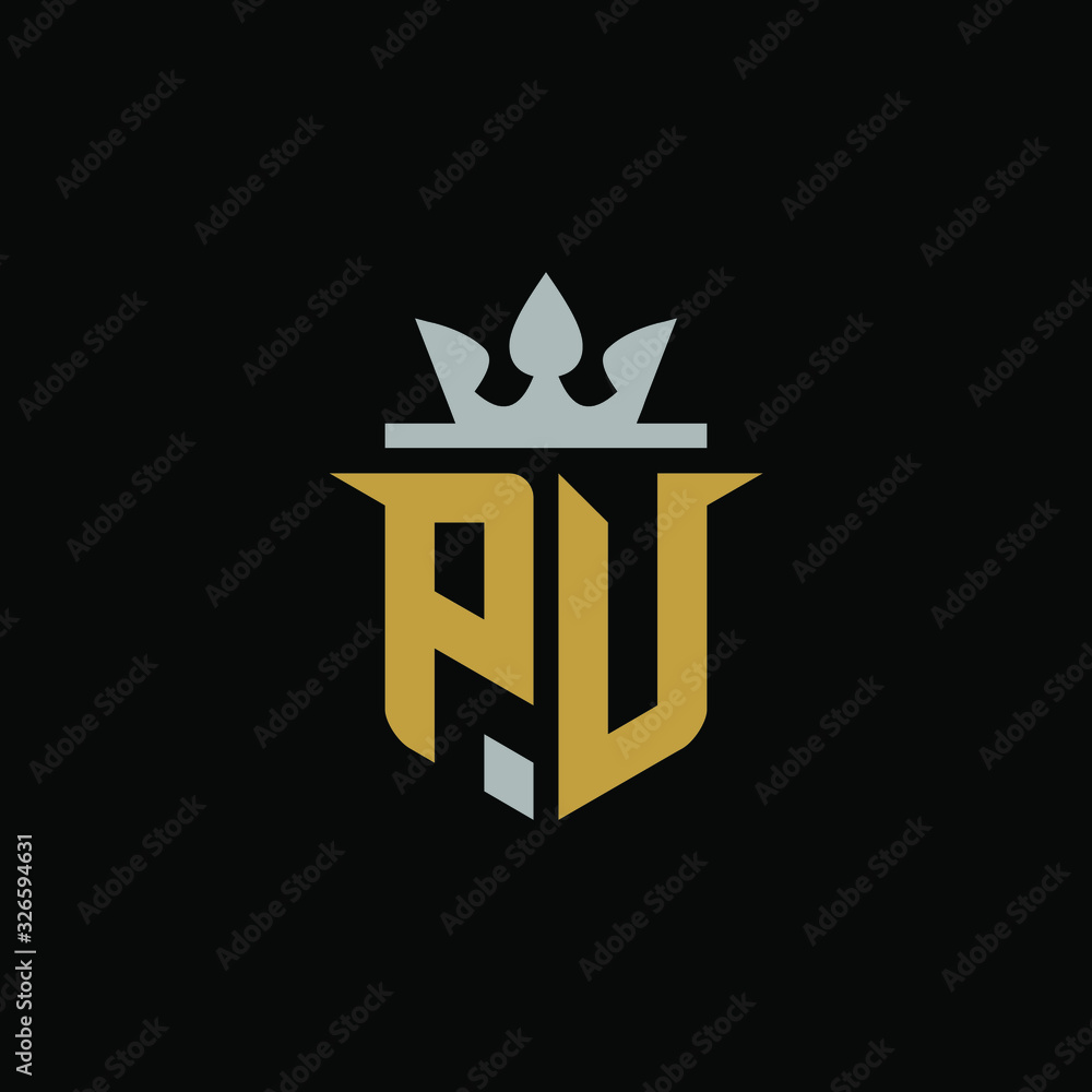 Initial Letter PV with Shield King Logo Design Initial Letter PV with Shield King Logo Design