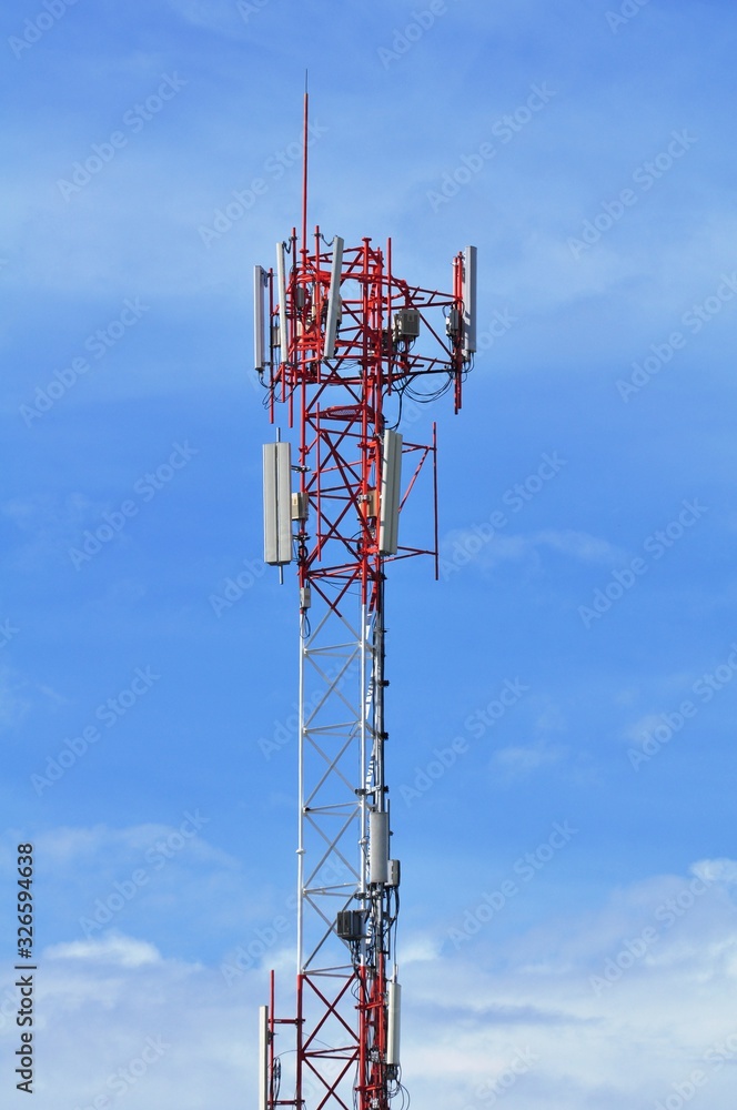 Wireless Communication Antenna With bright sky.Telecommunication tower with antennas. Wireless Communication Antenna With bright sky.Telecommunication tower with antennas.