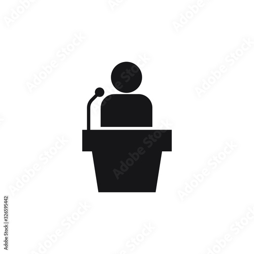 Orator speaking from tribune icon design. vector illustration