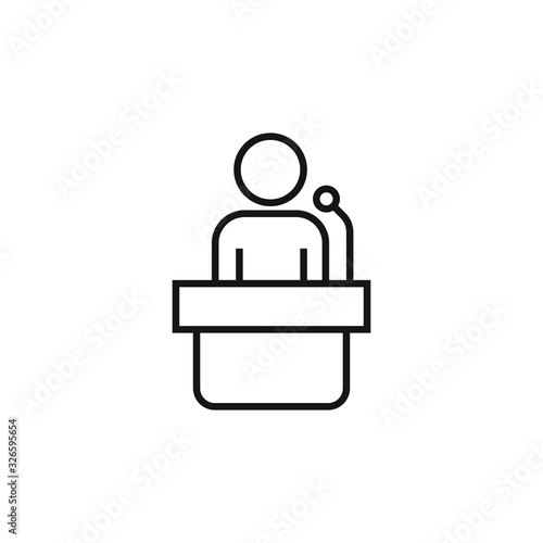 Orator speaking from tribune icon design. vector illustration