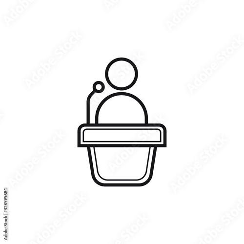 Orator speaking from tribune icon design. vector illustration