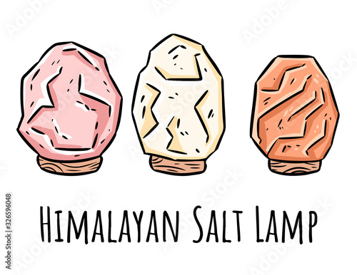 Himalayan salt lamps doodles. Modern indigenous image with salt crystals. Relax concept symbols