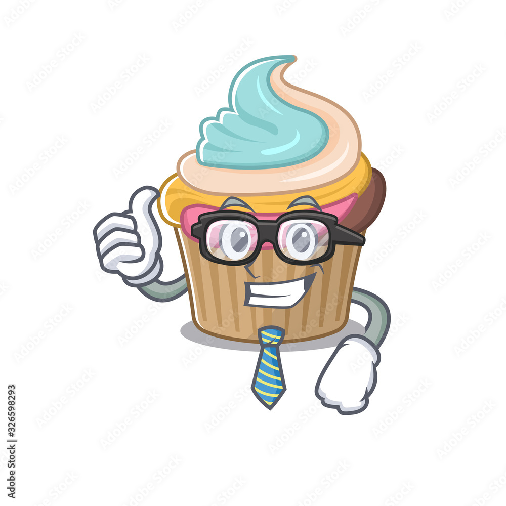 cool and smart Businessman rainbow cupcake wearing glasses cool and smart Businessman rainbow cupcake wearing glasses