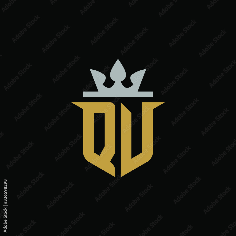 Initial Letter QV with Shield King Logo Design Initial Letter QV with Shield King Logo Design