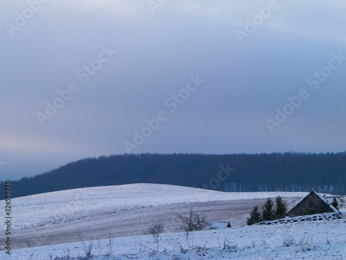 Winter over Kashubian hills, Wiezyca, Poland. © Jan