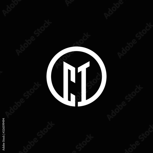 CT monogram logo isolated with a rotating circle