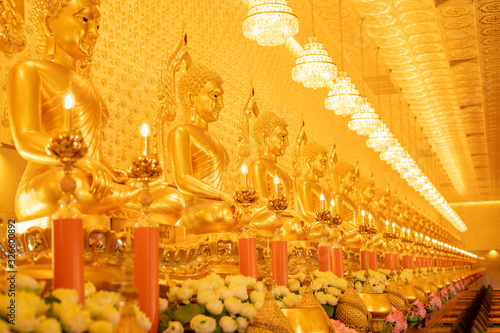 29 Buddha statues enshrined within Wachira Tham Cathedral The Buddhas of Anantara, Universe Or the Thai people call The golden temple at Ancient City 