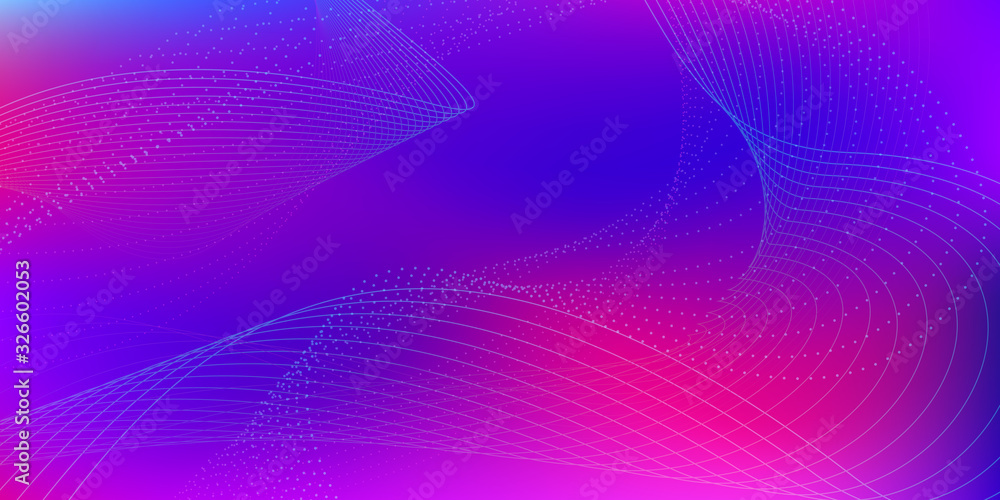 Low Poly Style On Dark Background. Polygonal Mesh Art. Vector Abstract Graphic Design. Abstract Blue, Violet Waves on the Colorful.