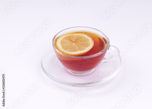 a cup of tea with lemon