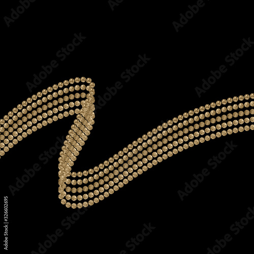 Shimmering Rhinestone Ribbon Gold On Black