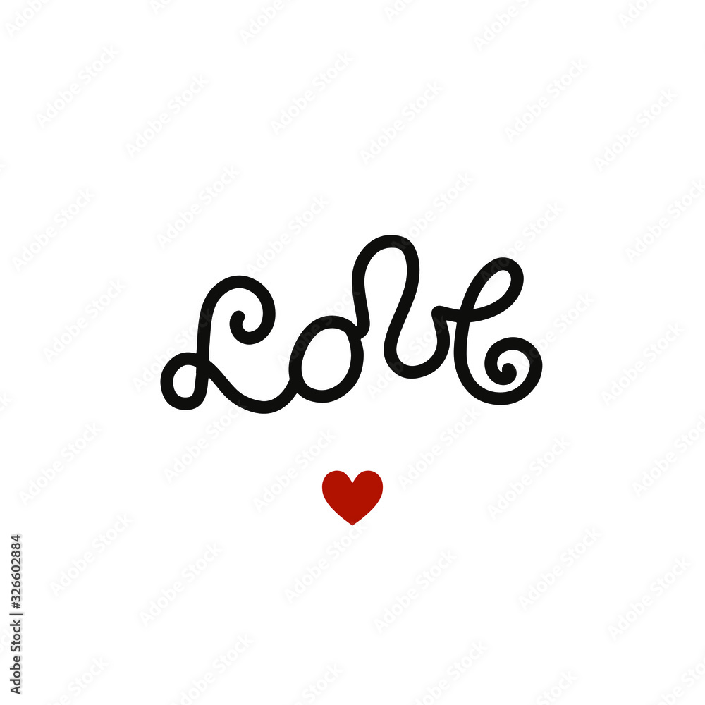 Lettering LOVE with a heart symbol. Black note with red heart on white background.Perfect for Valentine's Day postcards and decorations. Cozy, festive mood. Lettering LOVE with a heart symbol. Black note with red heart on white background.Perfect for Valentine's Day postcards and decorations. Cozy, festive mood.
