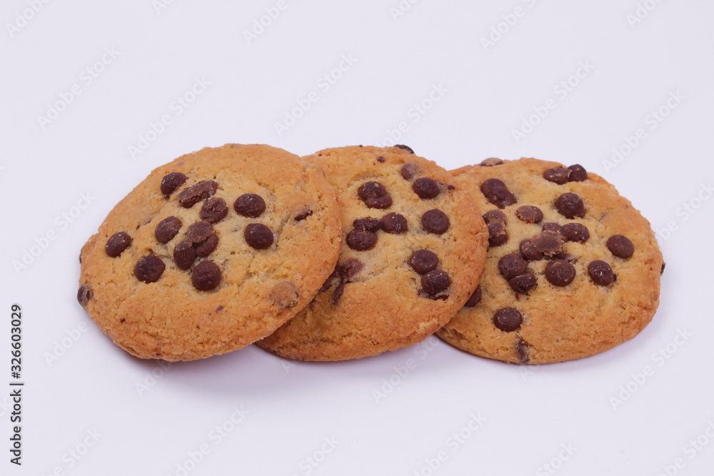 Top view of chocolate cookies isolated on a white background Top view of chocolate cookies isolated on a white background
