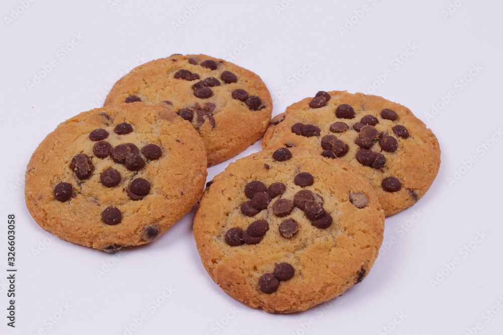 Top view of chocolate cookies isolated on a white background Top view of chocolate cookies isolated on a white background