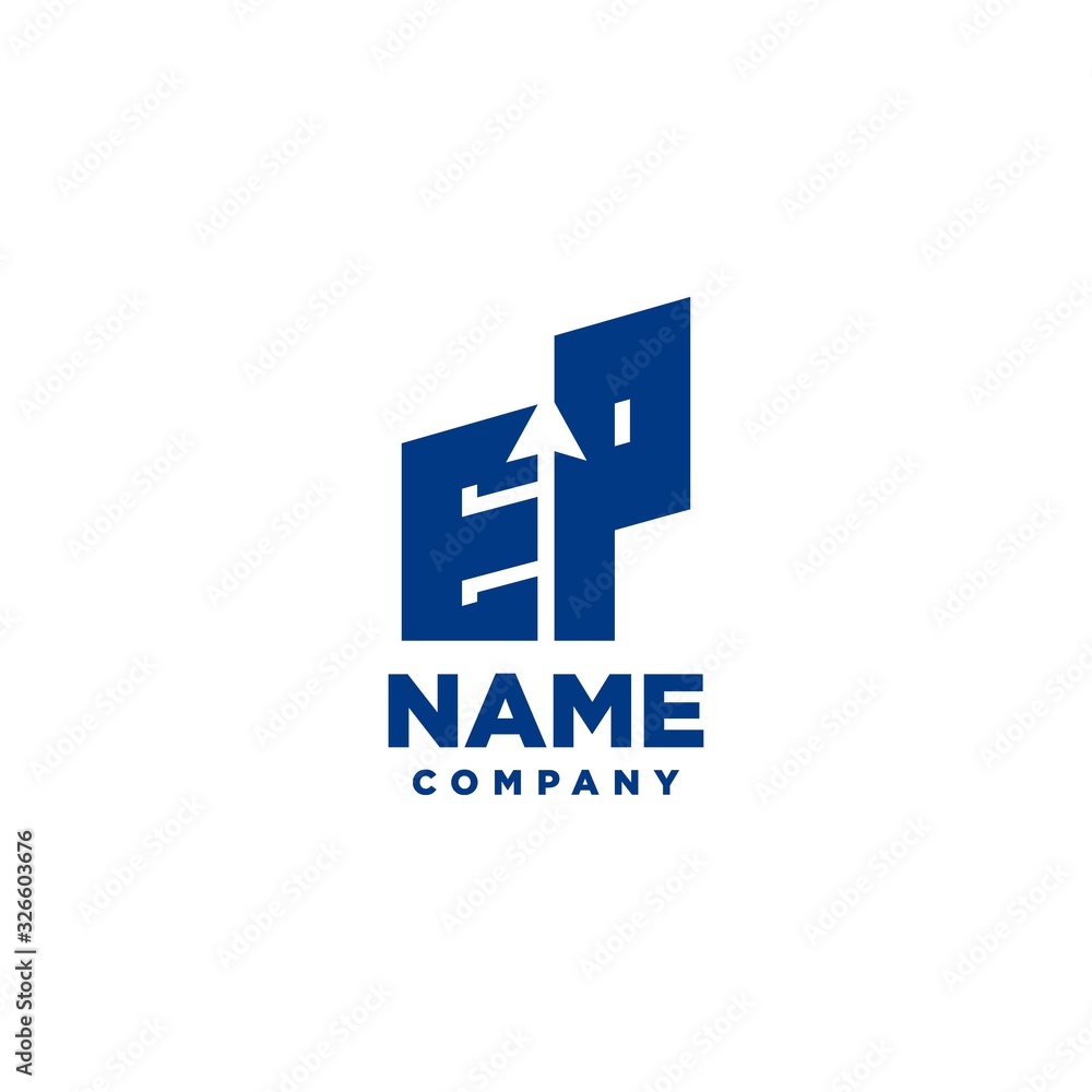 EP monogram logo with a negative space style arrow up design template EP monogram logo with a negative space style arrow up design template