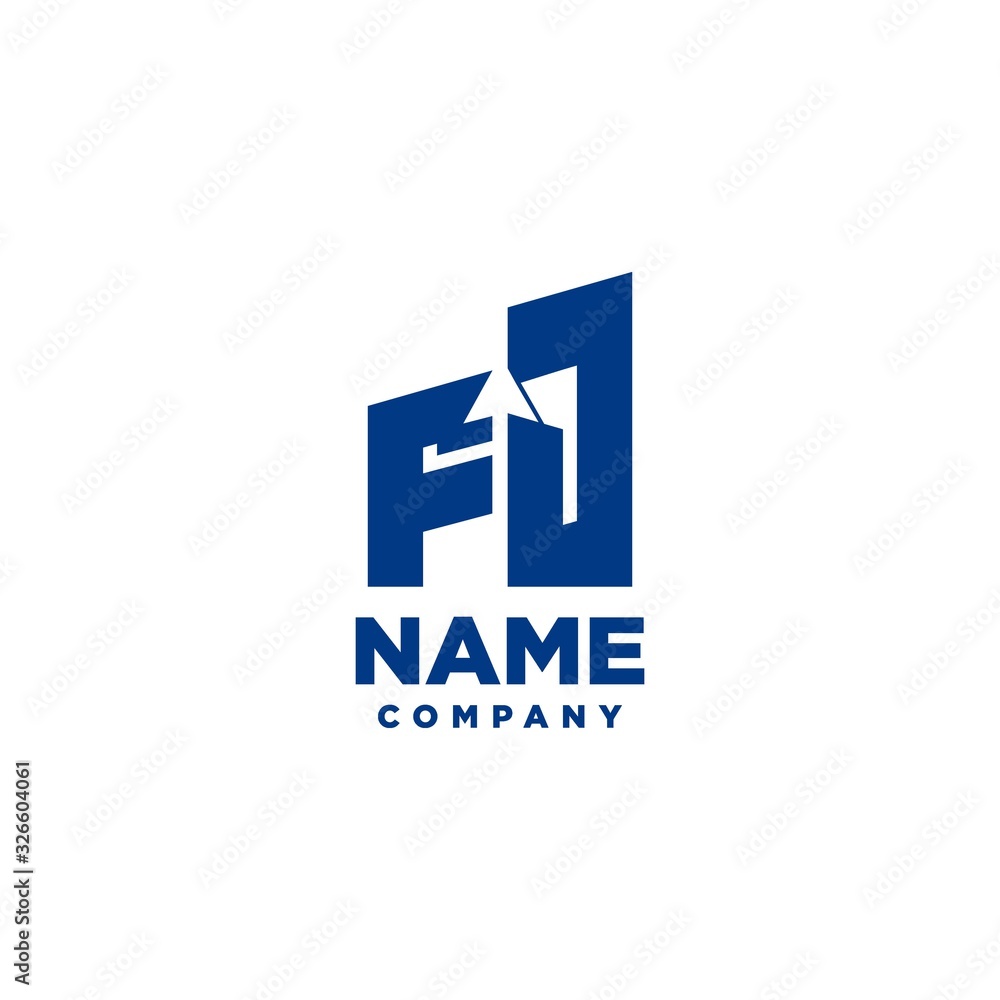 FJ monogram logo with a negative space style arrow up design template FJ monogram logo with a negative space style arrow up design template