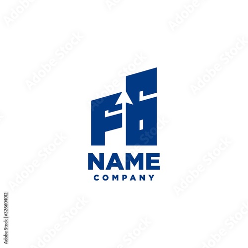 FG monogram logo with a negative space style arrow up design template