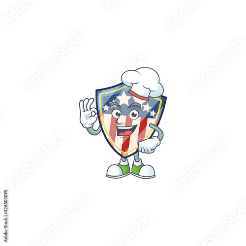 Vintage shield badges USA cartoon character in a chef dress and white hat