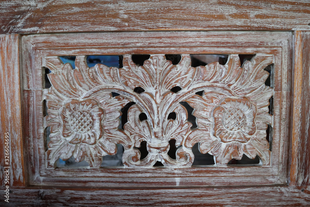 Wood carved flower shaped background