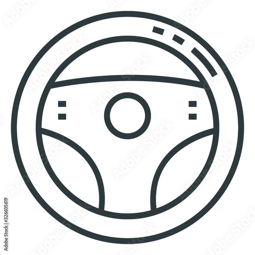 Car steering wheel black line icon on white background	