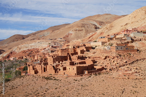 Traditional Berber village in the desert, High Atlas Mountains, Morocco