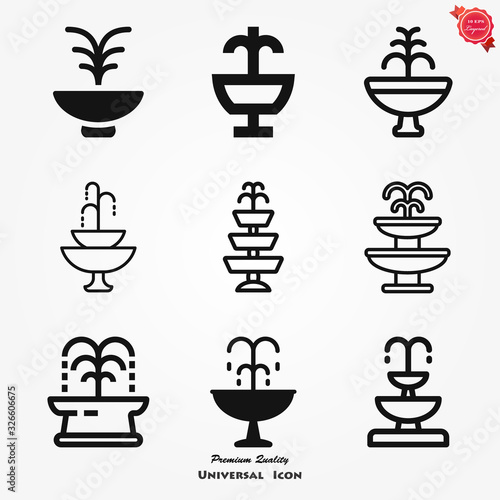 Fountain icon, vector illustration fountain with water splash