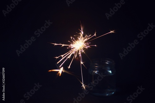 sparkler on black background